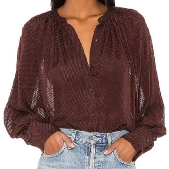 Equipment Femme Corbette Blouse in Aubergine Bis Silk Button Up Fil Coupe Top M - Picture 1 of 12